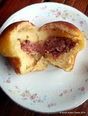 Odd Duck: Parker House Rolls with pig head meat